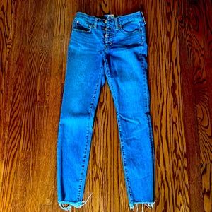 JCrew 9” rise toothpick jeans